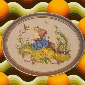 Vintage 70s Embroidered Picture